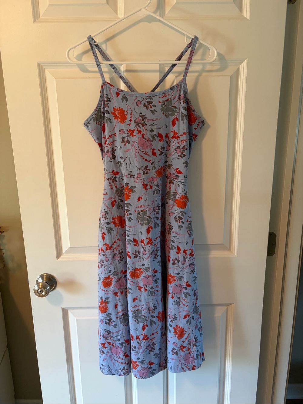 Pact Light Blue Floral Athletic Dress with Spaghetti Straps